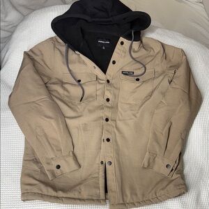 Men's Pipeline Tan Hooded Fleece Lined Jacket - Medium